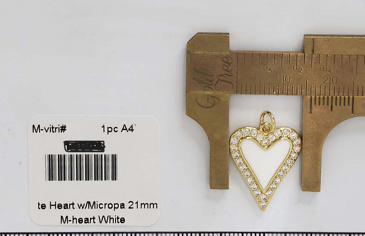 13514 21mm White Heart Pendant with Micropave
